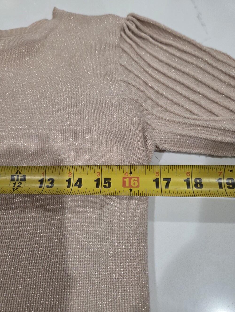 Nanette Lepore Shimmer Taupe Sweater w/ Pleated Sleeves Size M - Picture 11 of 13